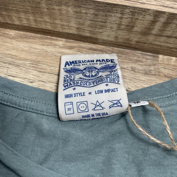 Jungmaven Ojai Hemp Organic Cotton Blend T Shirt Jade Green Womens M Made in USA - Picture 3 of 7